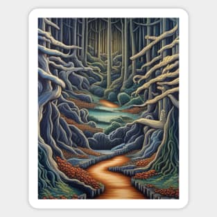 Winding Way Through Woods Sticker